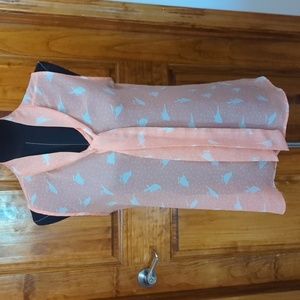Sleeveless Bird Print Blouse